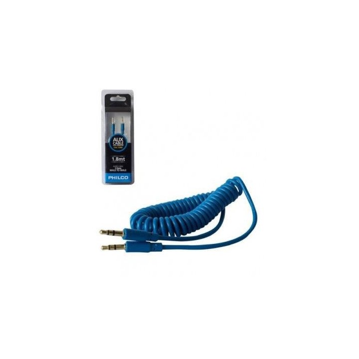 Cable Auxiliar 3.5mm Espiral 1.8 Metros Azul