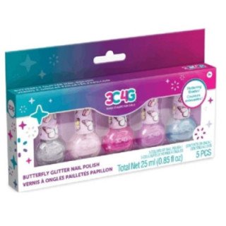 3C4G Butterfly Glitter Nail Polish Set 5-Pack