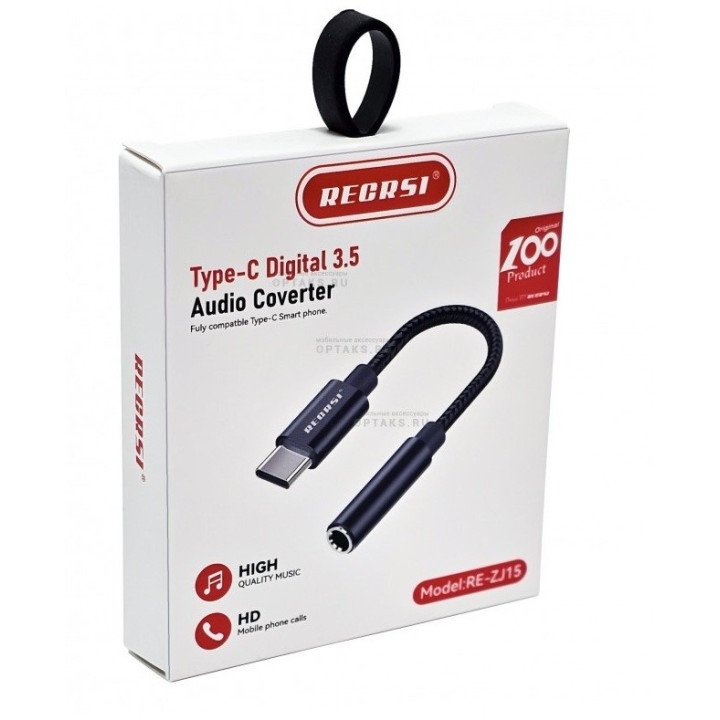 ADAPTADOR RECRSI ORG-ZJ15 NEGRO TIPO C CONECTOR DE AUDIO 3.5