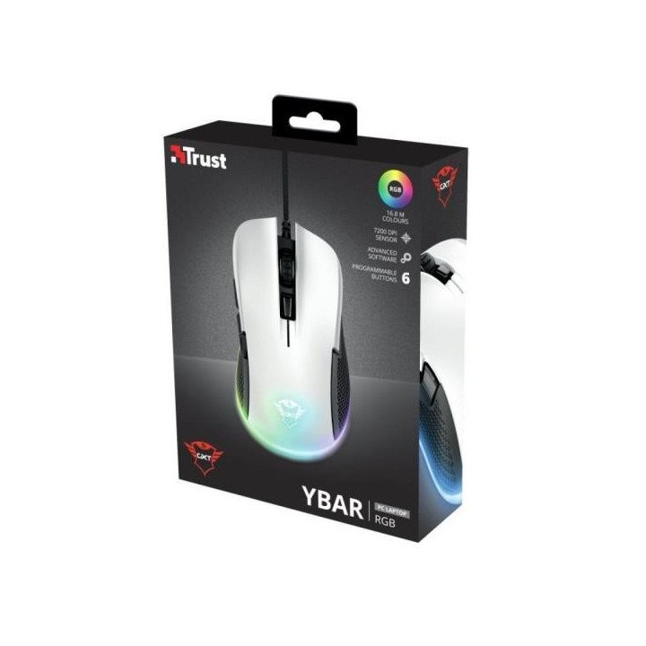 MOUSE TRUST GXT 922W YBAR GAMER ALÁMBRICO RGB BLANCO