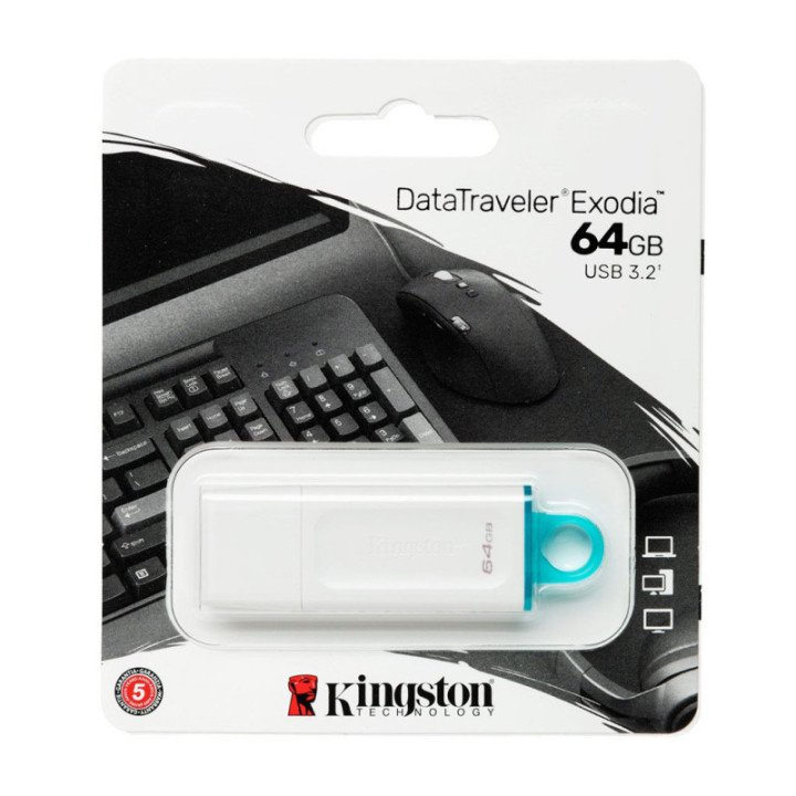 PENDRIVE USB 64GB EXODIA KINGSTON 3.2 DATATRAVELER BLANCO