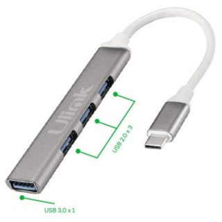 HUB 4 puertos USB tipo C con USB 3.0 * 1 + USB 2.0 * 3 / mod UL-HUBC400