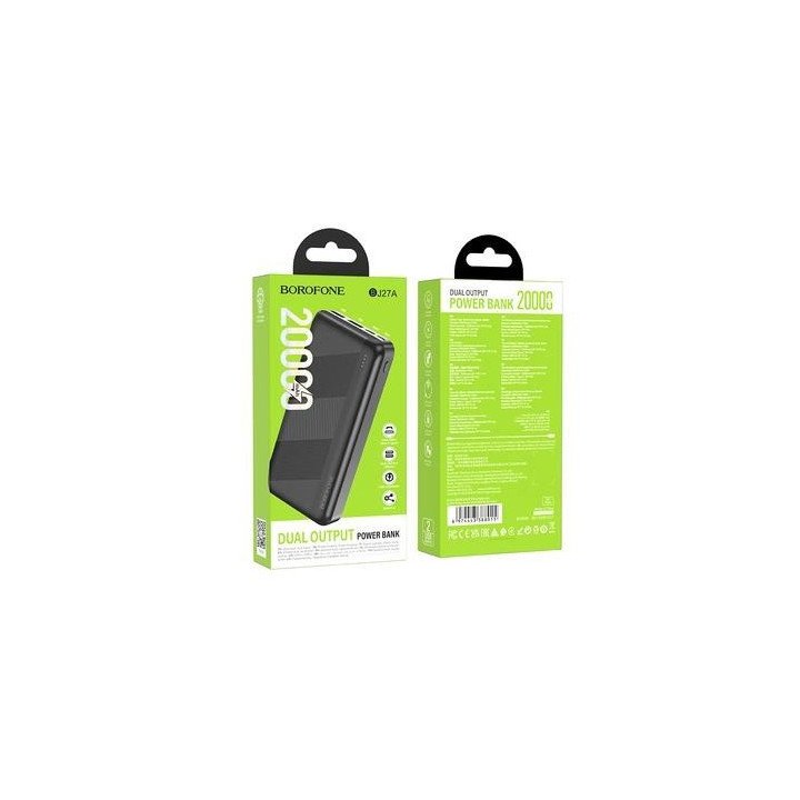 POWER BANK 20000MAH BJ27A PINDAR - 2XUSB - BLACK
