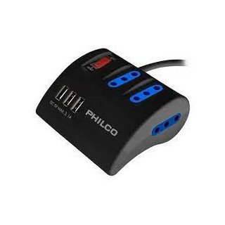 EXTENSION 3 TOMAS 3 USB PHILCO 2043N 1.5 MTS NEGRO