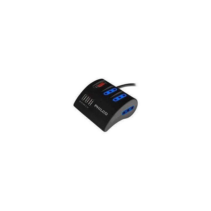 EXTENSION 3 TOMAS 3 USB PHILCO 2043N 1.5 MTS NEGRO