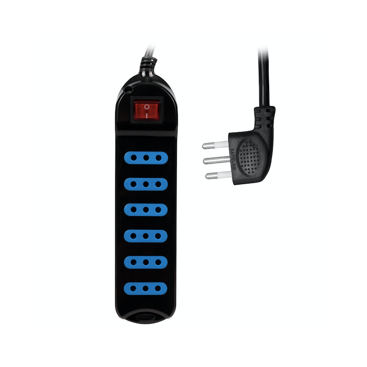 Alargadores De Corriente Con Switch 6Pos Philco ( 3mts ) Negro