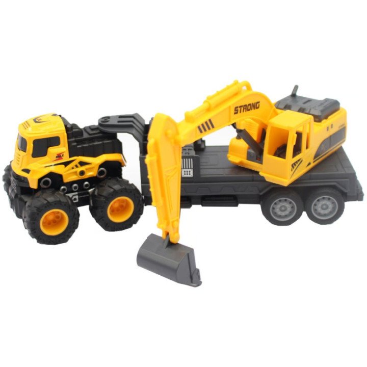 Camión De Juguete Remolque a Fricción con Excavadora