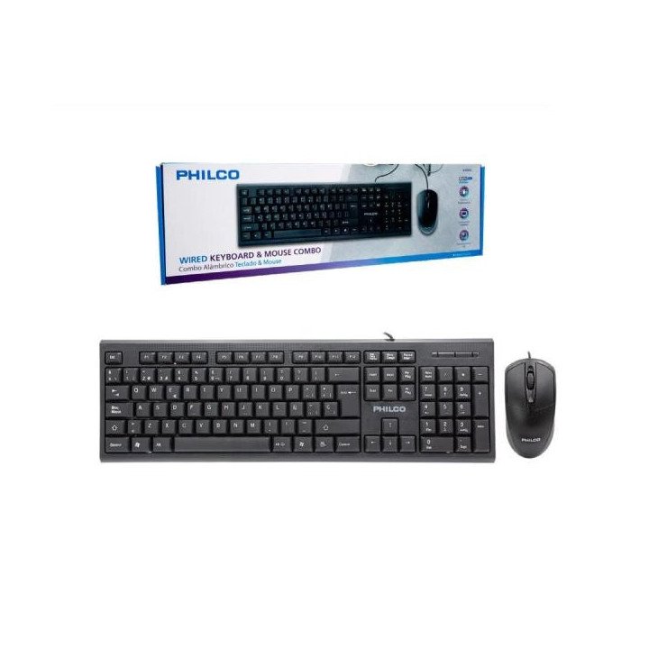 Combo Alámbrico Teclado + Mouse Philco 1200