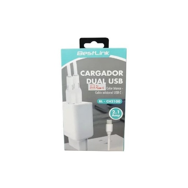 Cargador De Pared Alta Capacidad Doble Puerto Usb Bestlink BESTLINK