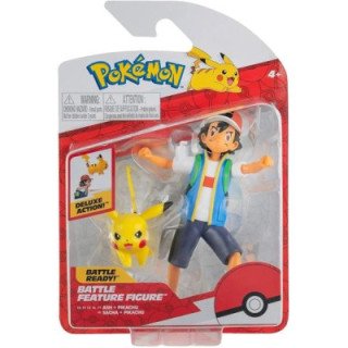 Figura de acción con características de batalla de Pokémon de 4,5" - Ash y Pikachu
