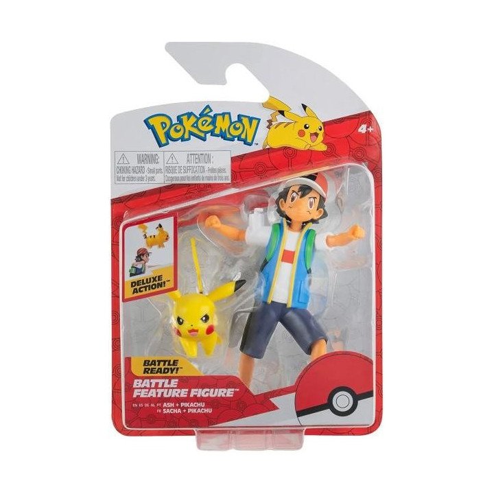 Figura de acción con características de batalla de Pokémon de 4,5" - Ash y Pikachu