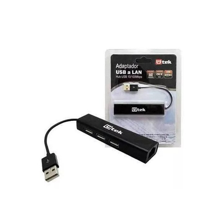 Adaptador USB 2.0 a Ethernet con 3 HUB USB 2.0 UT-USLAN