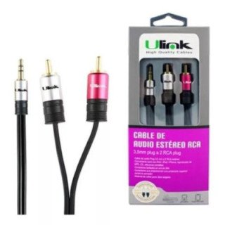 CABLE AUDIO 3.5MM AUXILIAR PLUG A 2 RCA 1.80 MTS