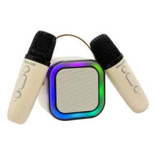 Mini Parlante Karaoke TWS 731W Luz RGB + 2 Micrófonos Philco
