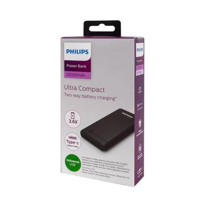 POWER BANK PHILIPS 10000 mAh NEGRO DLP1710CB