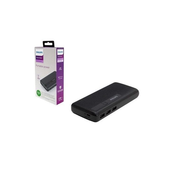 Power Bank Philips Dlp2710nb 10000 MAH Carga Rapida 3 Puertos USB