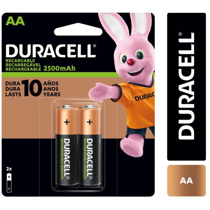 PILA RECARGABLE DURACELL AAX2 2500mAh