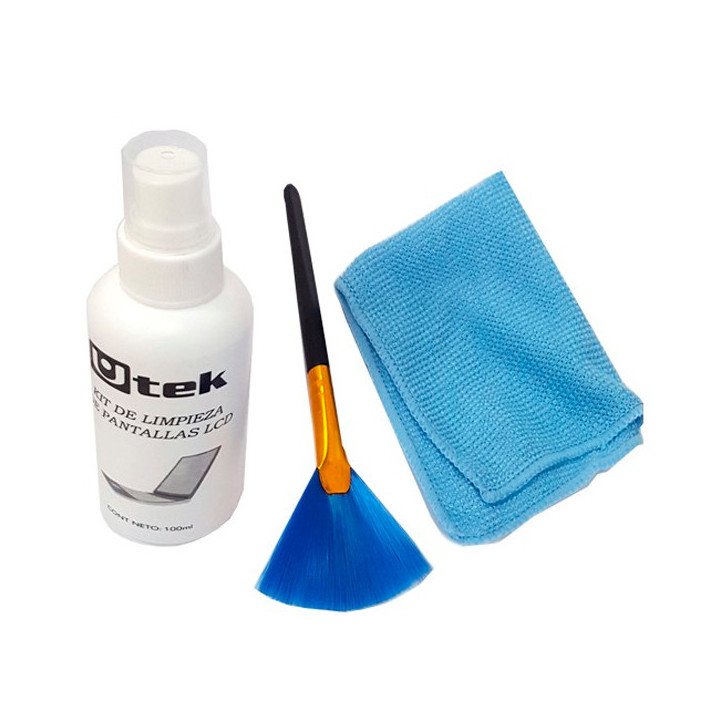 Kit de limpieza 3 en 1 (liquido 100ml, escobilla y paño de microfibra)