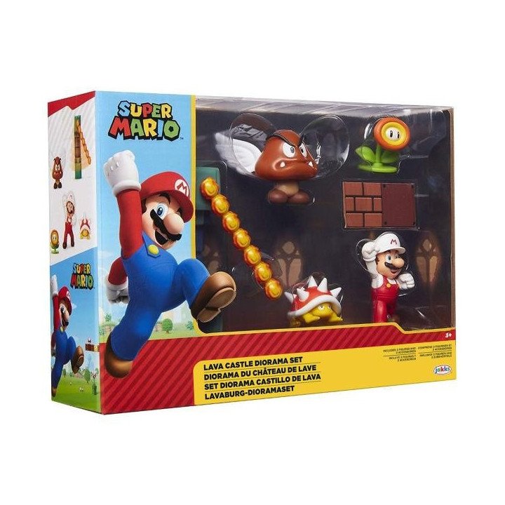 Figura Super Mario Set Diorama Castillo De Lava