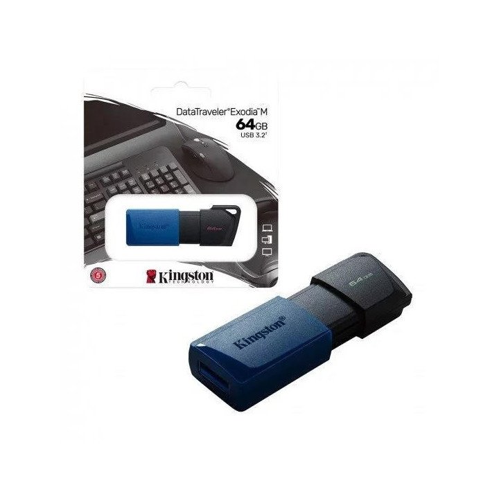 Kingston DataTraveler Exodia M USB 3.2 Memory Flash Drive Navy/Blk - 64GB