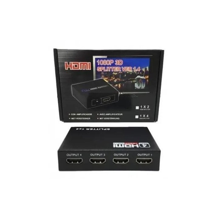 Splitter Hdmi 1 X 4 Saídas 1080P 3D V 1.4 c/fonte