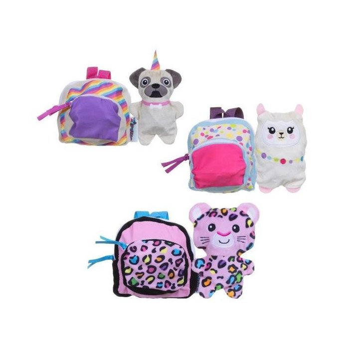 PELUCHE REVERSIBLE EN MINI MOCHILA DE 13 CMS ZIPTAS