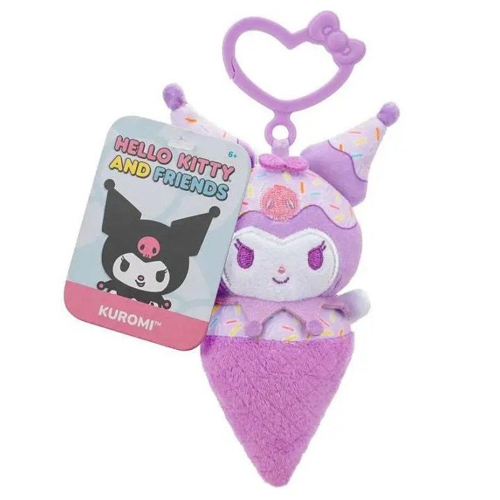 Sanrio Hello Kitty Friends Clip On Kuromi 4 Plush Figure Ice Cream Cone
