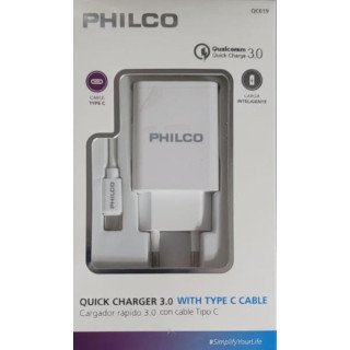Cargador PHILCO tipo C carga rapida QC619