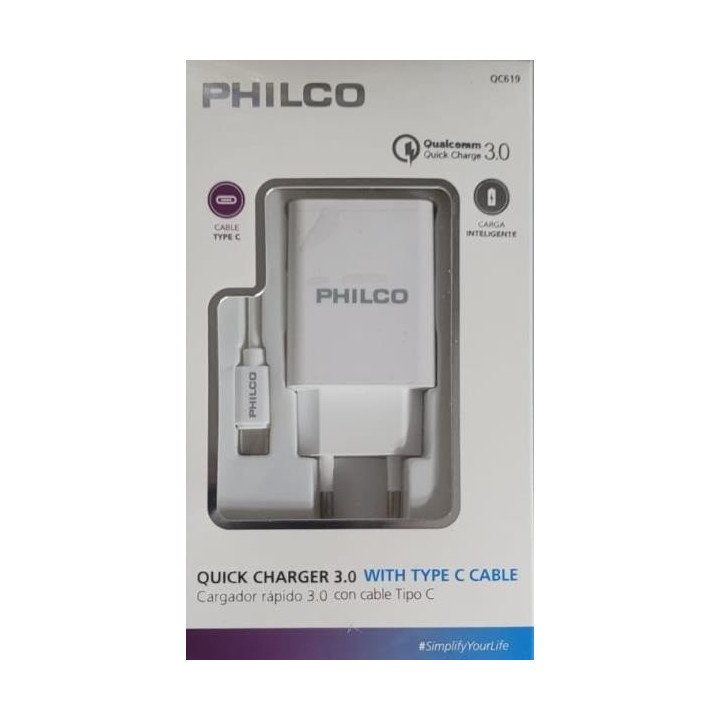 Cargador PHILCO tipo C carga rapida QC619