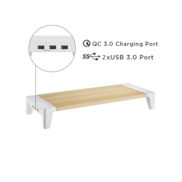 Elevador Monitor 2 USB 3.0 + Puerto carga rápida