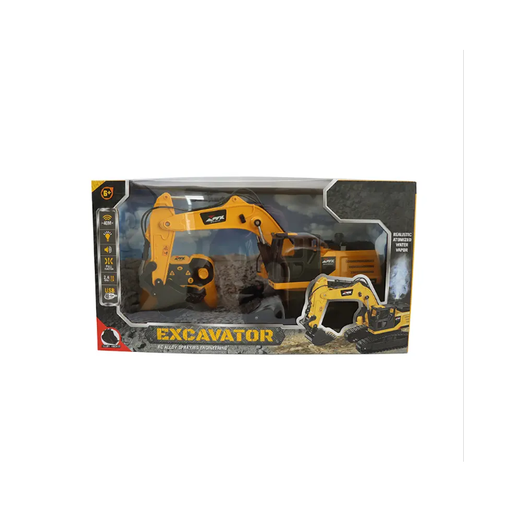VEHICULO A CONTROL REMOTO RETROEXCAVADORA CON LUZ Y SONIDO DE 11 CANALES 2.4G ESCALA
