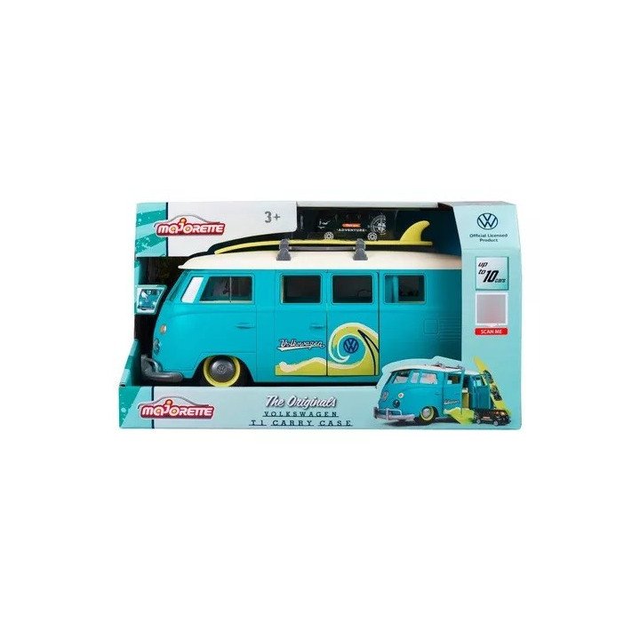 Majorette Combi Volkswagen 31 Cm Con Luz + 1 Coche De 7,5 Cm Color Celeste