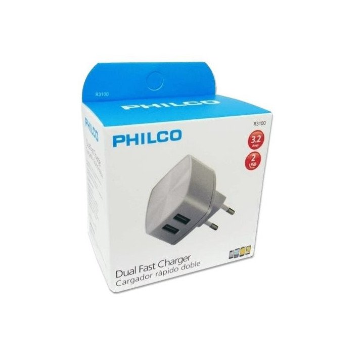 Cargador Rápido Doble 3.1 Philco 2 puertos USB