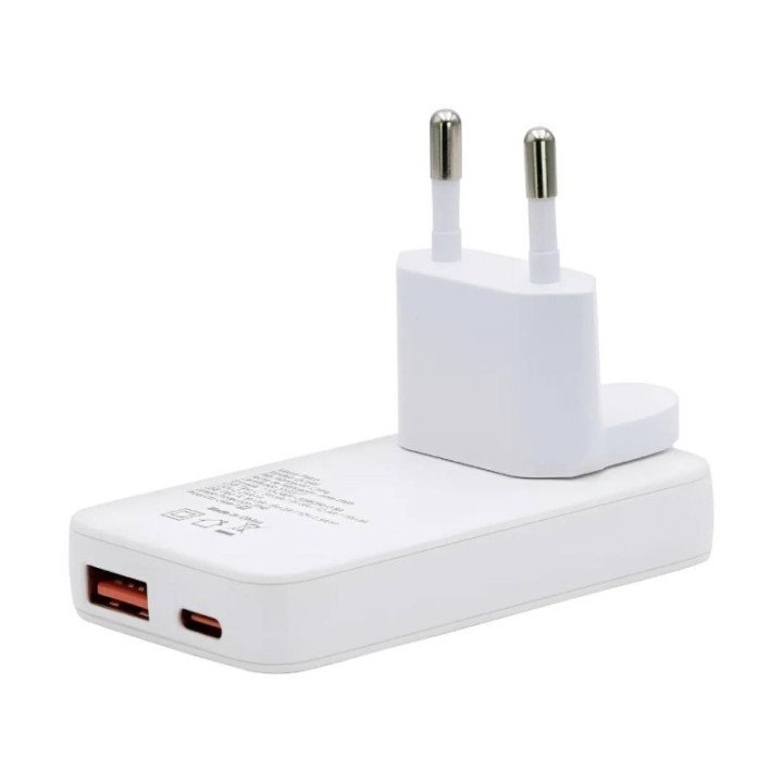 Cargador Rapido Philco QC645 USB-C, USB-A 45W Blanco