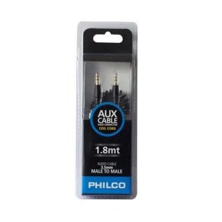 Cable Auxiliar 3.5mm Espiral 1.8 Metros Philco Negro
