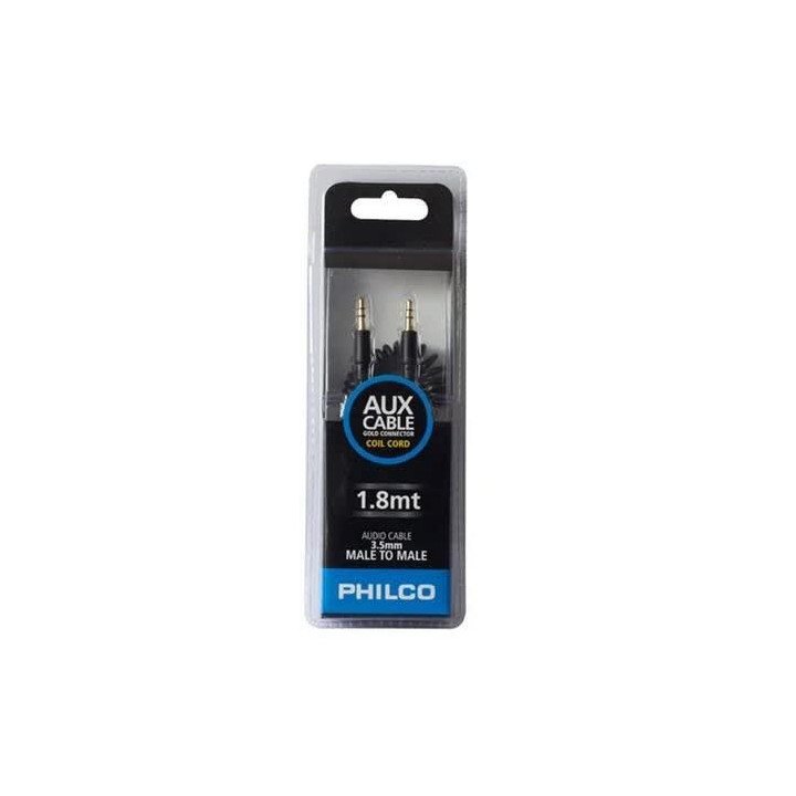 Cable Auxiliar 3.5mm Espiral 1.8 Metros Philco Negro