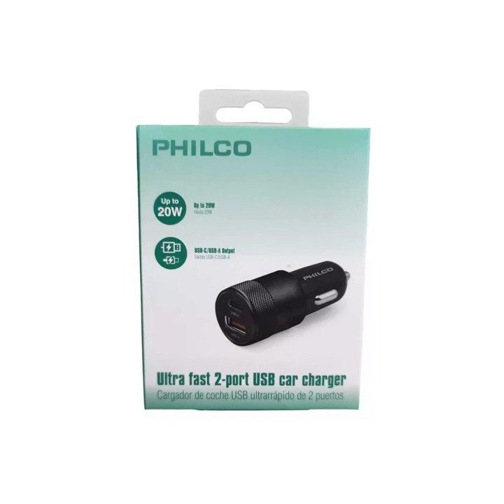 CARGADOR AUTO 20W TIPO C Y USB