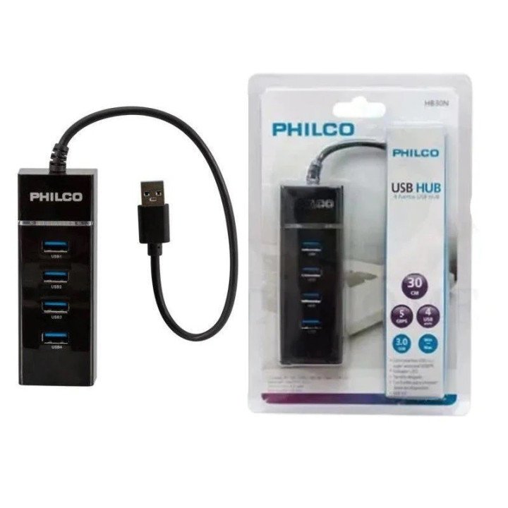 HUB Philco USB 3.0 de 4 Puertos Indicador de Luz
