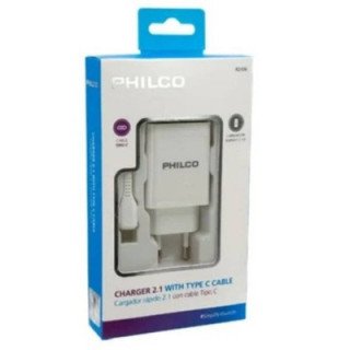 CARGADOR CELULAR 21A DOBLE USB CABLE TIPO C R2109 PHILCO