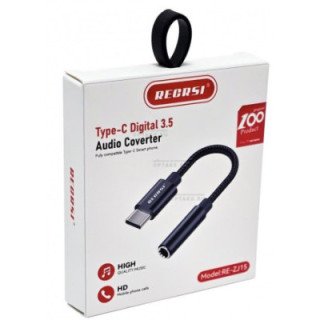 ADAPTADOR RECRSI ORG-ZJ15 NEGRO TIPO C CONECTOR DE AUDIO 3.5