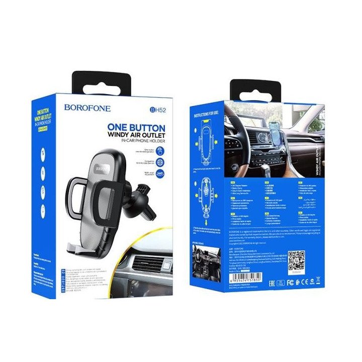 Borofone BH52 Windy air Holder Negro/Gris