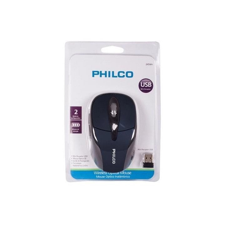 MOUSE OPTICO INALAMBRICO PHILCO Azul 245WA