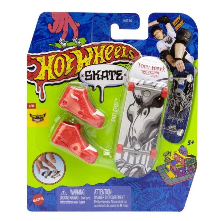 Hot Wheels Skate Fingerboard Tony Hawk Skeletos in White