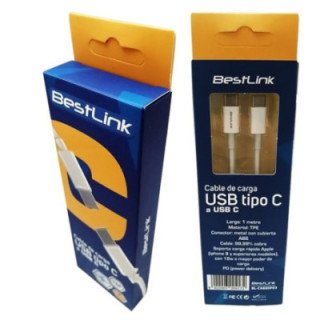 CABLE USB-C A USB-C 1M CARGA RÁPIDA 3A BESTLINK® BLANCO
